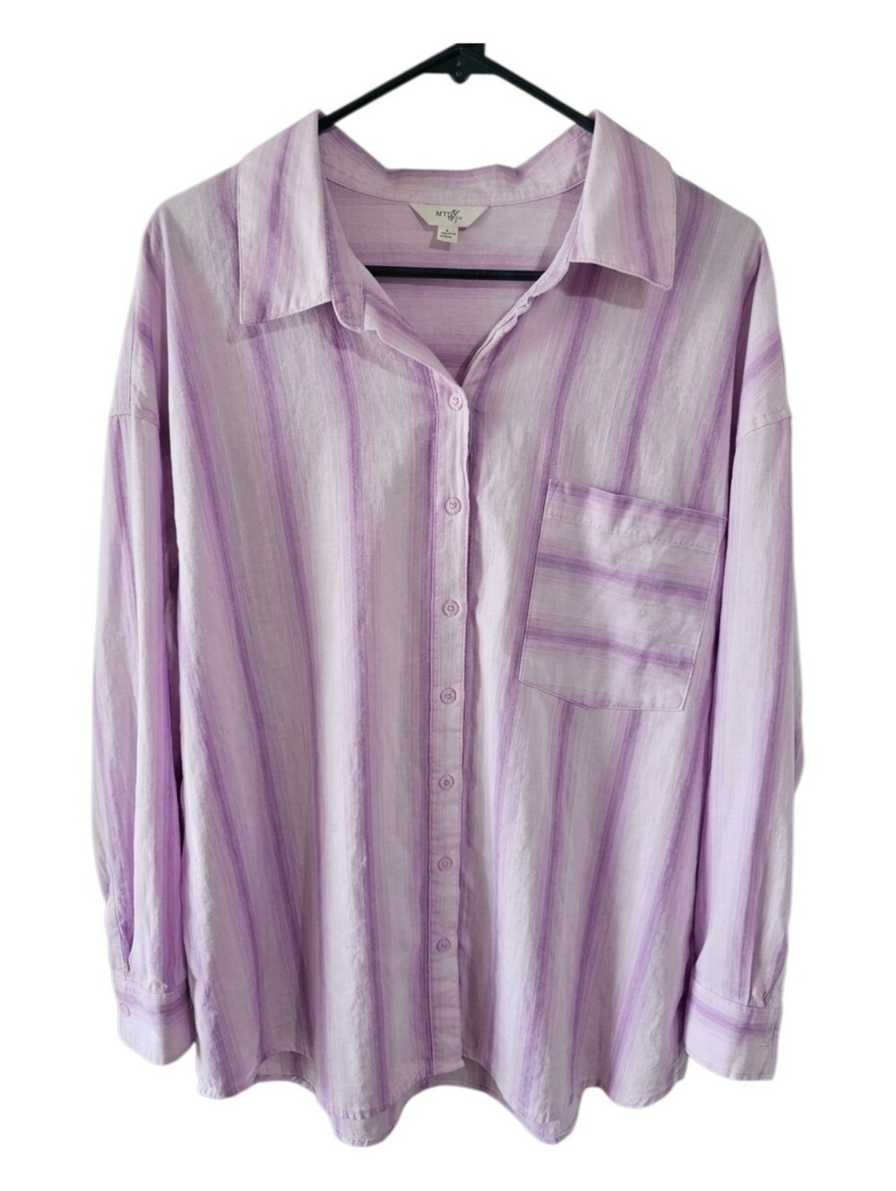 Time and Tru Pink Striped Button Down Shirt Blouse Plus Size 4X
